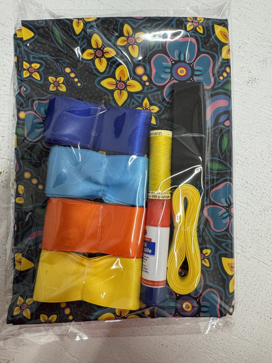 Ribbon Skirt Starter Kits (complete kit) Jackie Traverse Ojibway Florals- Black