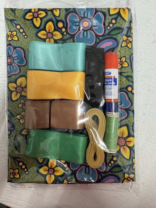 Ribbon Skirt Starter Kits (complete kit) Jackie Traverse Ojibway Florals- Moss