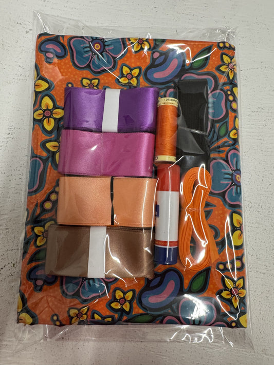 Ribbon Skirt Starter Kits (complete kit) Jackie Traverse Ojibway Florals- Orange