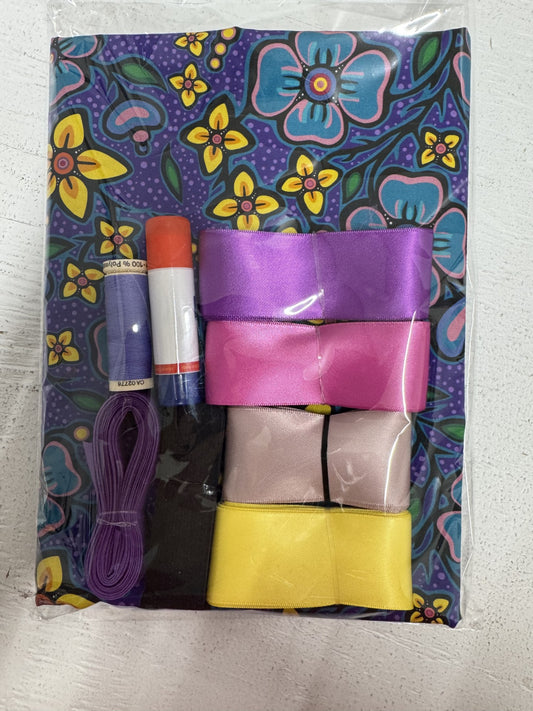 Ribbon Skirt Starter Kits (complete kit) Jackie Traverse Ojibway Florals- Purple