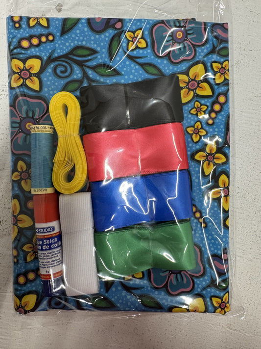 Ribbon Skirt Starter Kits (complete kit) Jackie Traverse Ojibway Florals- Turquoise