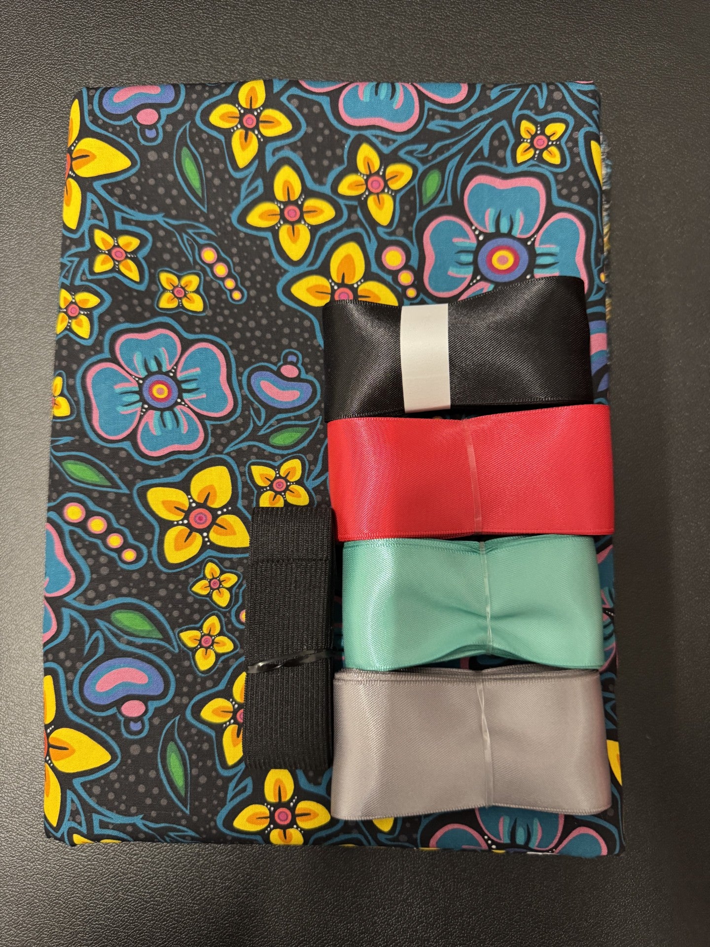 Ribbon Skirt Starter Kits (Basic set) Jackie Traverse Ojibway Florals- Black 1