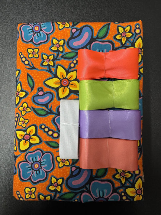 Ribbon Skirt Starter Kits (Basic set) Jackie Traverse Ojibway Florals- Orange 2