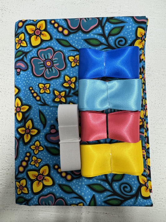 Ribbon Skirt Starter Kits (Basic set) Jackie Traverse Ojibway Florals- Turquoise 2