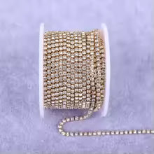 Gold Crystal, Ss6- Chain Glass Rhinestones