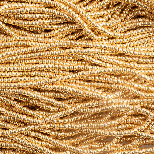 Metallic Gold Strung- Czech Seed Beads Size 13