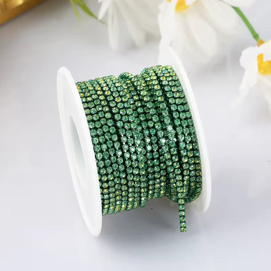 Mocha Opal  Emerald Ss6- Chain Glass Rhinestones