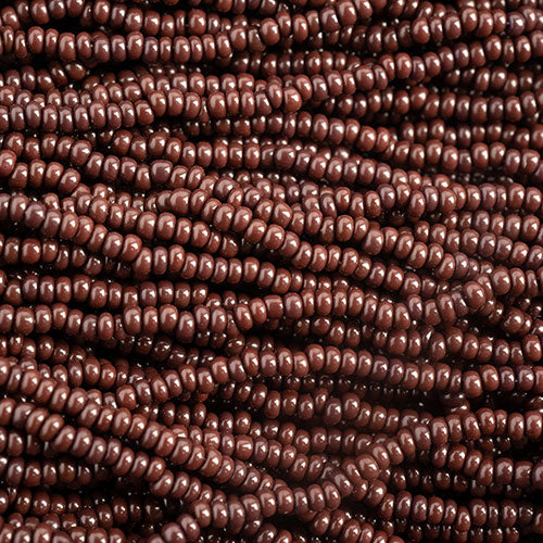 Opaque Dark Brown Strung- Czech Seed Beads size 13