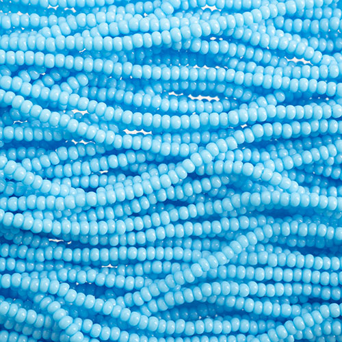 Opaque Light Blue Strung- Czech Seed Beads size 13
