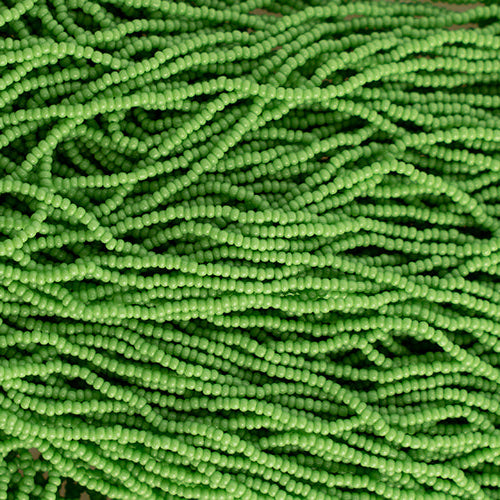 Opaque Light Green Strung- Czech Seed Beads size 13
