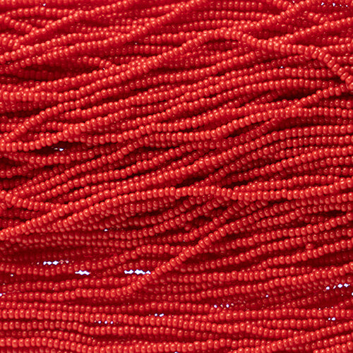 Opaque Medium Red Strung- Czech Seed Beads size 13