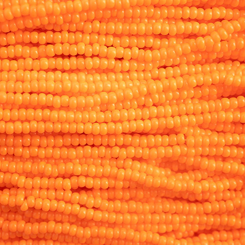 Opaque Orange Strung- Czech Seed Beads size 13
