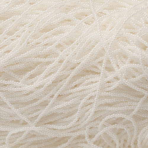 Opaque Pearl White Strung- Czech Seed Beads size 13