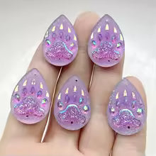 Tear Drop Bear Paw Cabochons Set (Sold as a pair)