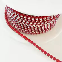 Red Ss6- Chain Glass Rhinestones