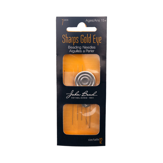 Sharps Gold Eye Beading Needle with Threader Size 12