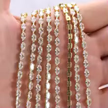 Navette Zirconia Cup: 24k Yellow Gold Plated Chain