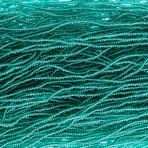 Transparent Teal Strung- Czech Seed Beads size 13