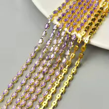 True zircon Purple Navette Zirconia Cup: 24k Yellow Gold Plated Chain