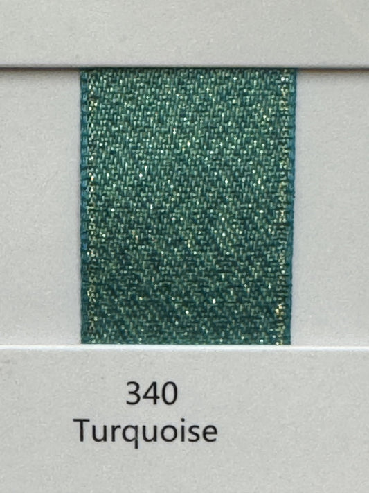 1" Gold Weft Ribbon (Turquoise)