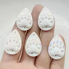Tear Drop Bear Paw Cabochons Set (Sold as a pair)
