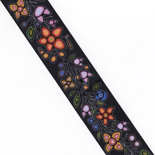 Ojibway Florals Ribbon- RI-JTF1-BLAK