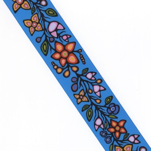 Ojibway Florals Ribbon- RI-JTF1-BLUE