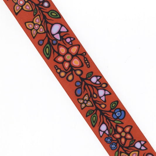 Ojibway Florals Ribbon- RI-JTF1-BURG