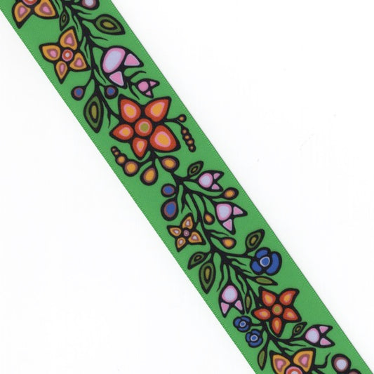 Ojibway Florals Ribbon- RI-JTF1-GREN