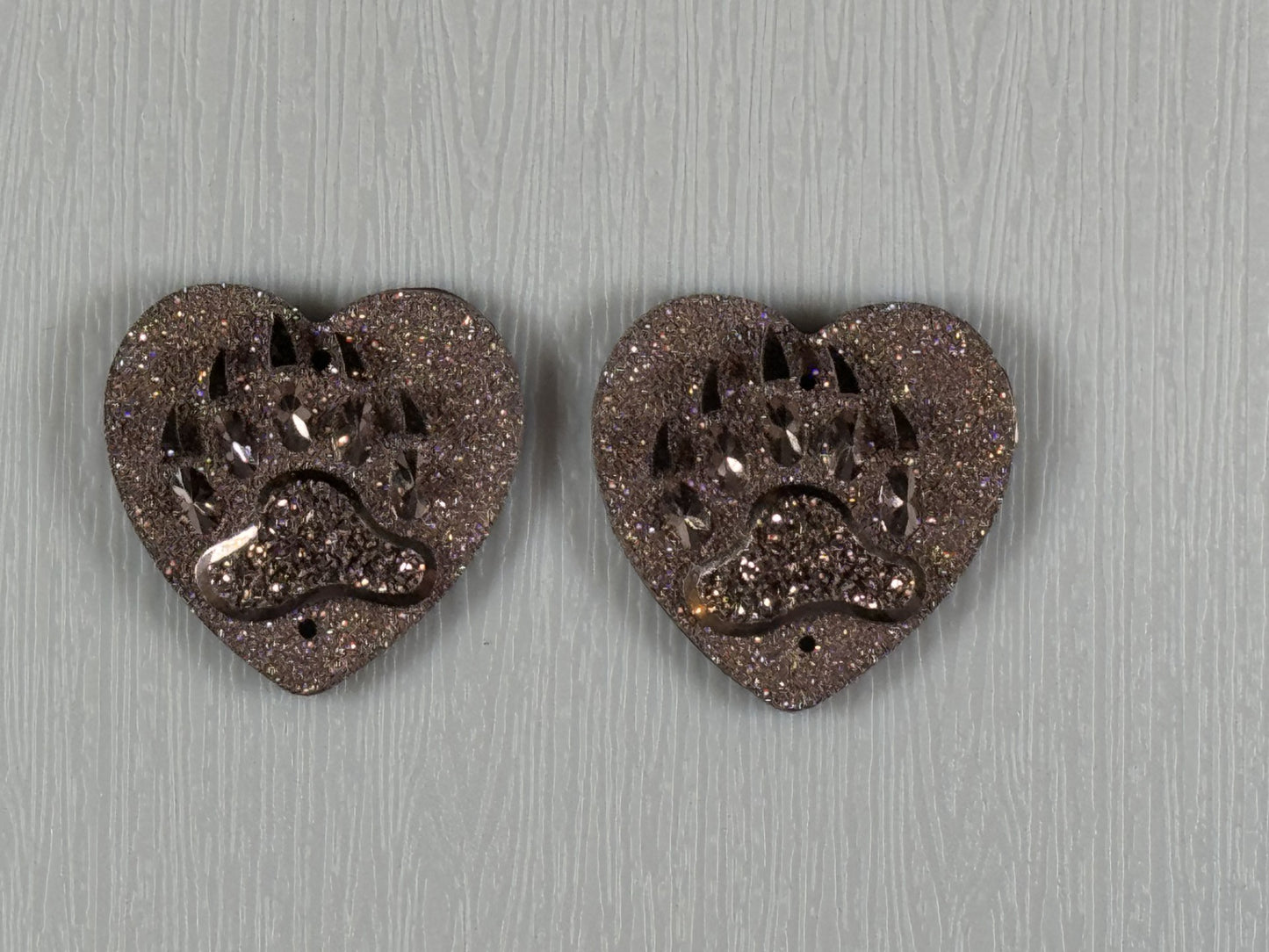 Heart Bear Paw Cabochons (1 piece each)