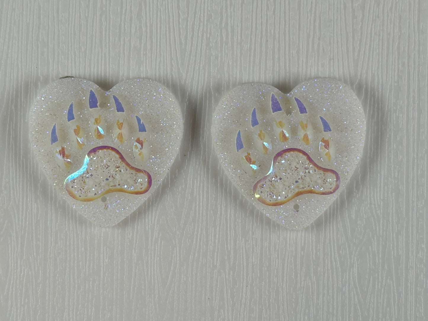 Heart Bear Paw Cabochons (1 piece each)